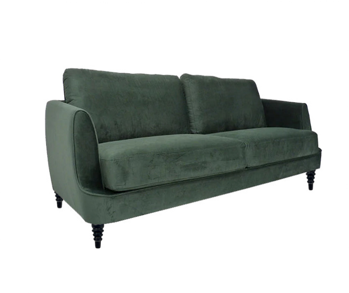 Gustav 2-Seater Sofa - Forest Green, Shaped black legs (EX-DISPLAY)